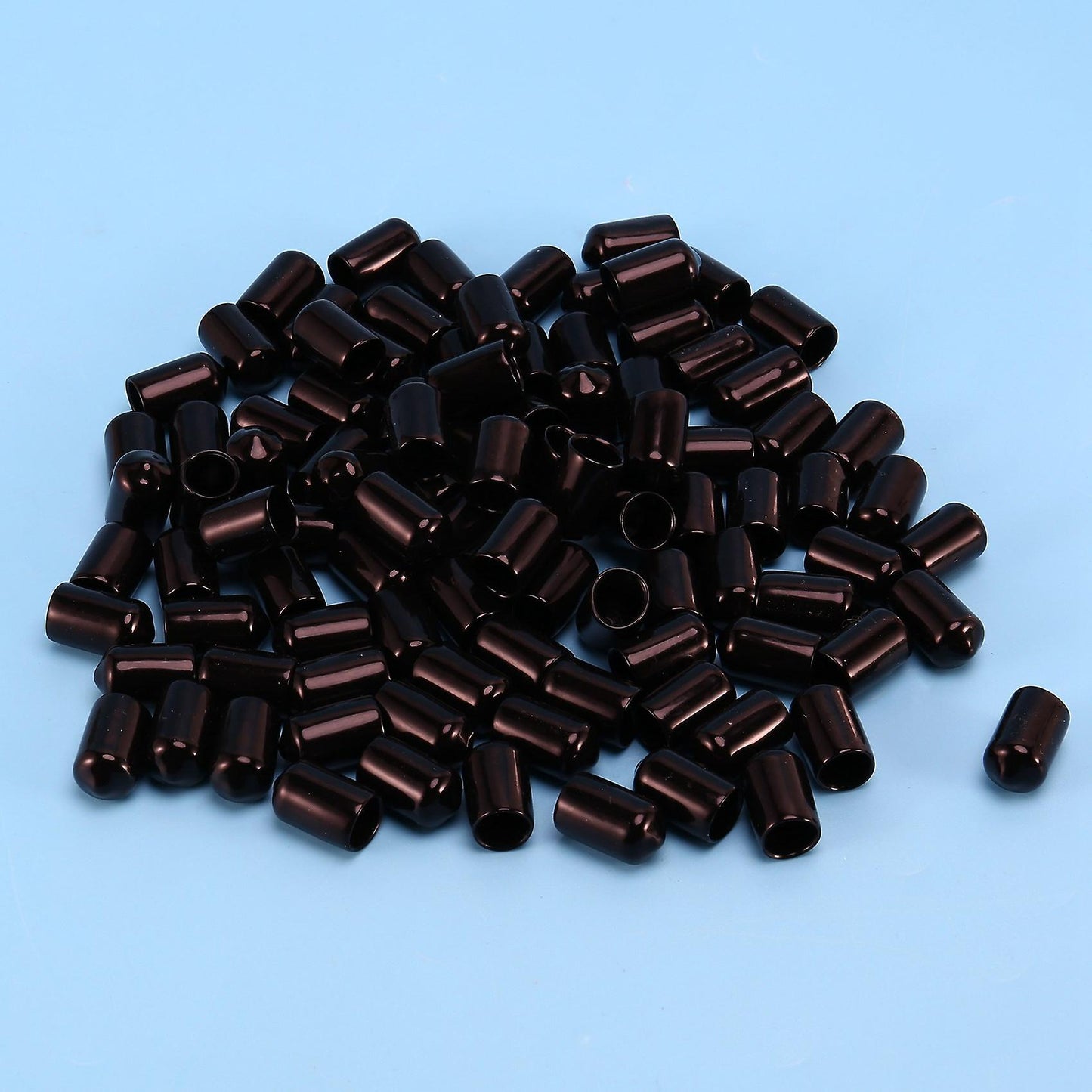 100pcs Rubber End Caps 9.5mm Id Pvc Round Tube Bolt Cap Cover Black