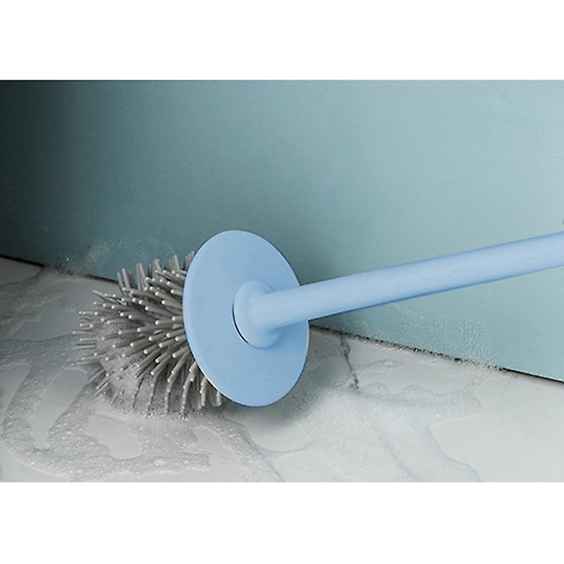 Toilet Brush and Shelf, Long-handled Silicone Brush Holder Set