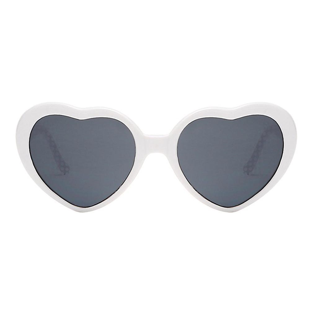 Heart Shape Light Sunglasses for Women Girls Kids Party (white)
