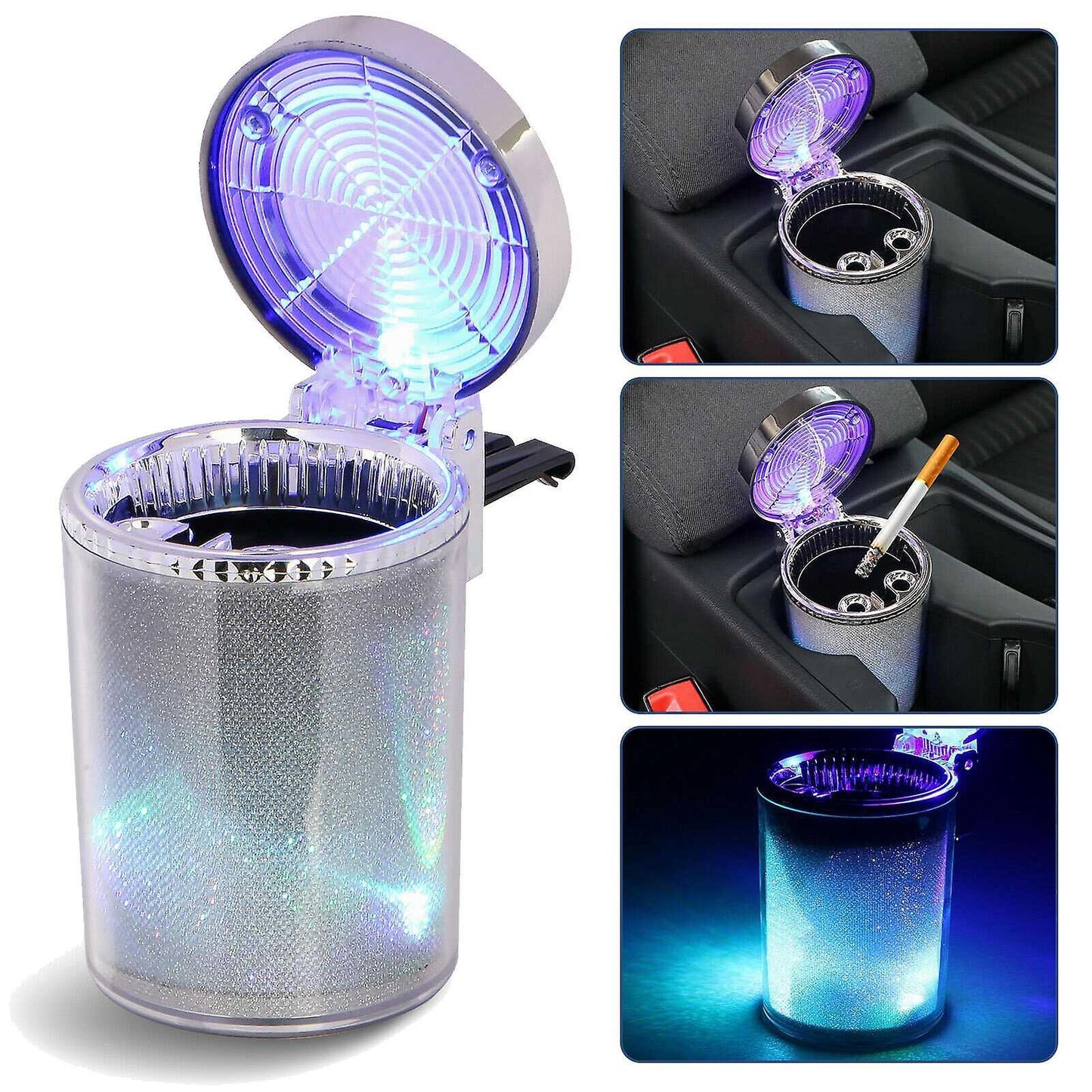 Auto Car Ashtray Portable with Led Light Lighter Ashtray Smokeless
