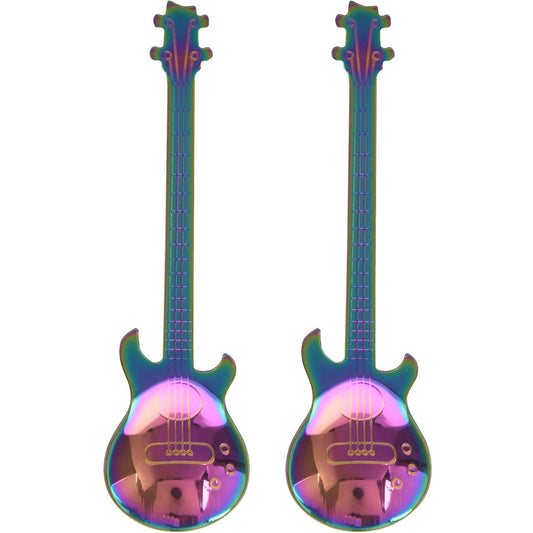 Set Of 8 Guitar Shaped Stainless Steel Coffee Spoon Kitchen Utensil