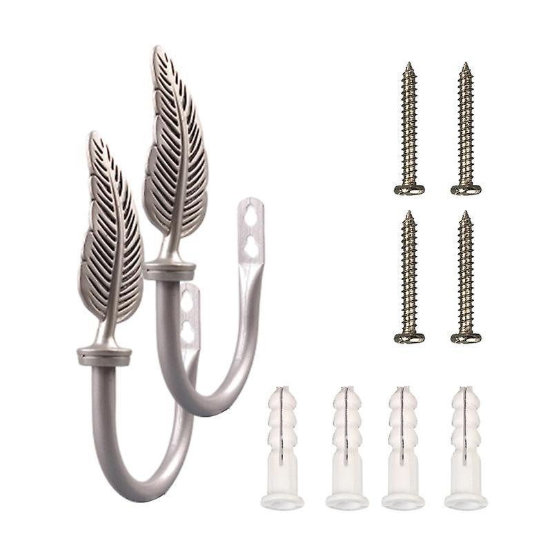 Set Of 2 Metal Curtain Holdbacks, Feather Design Tiebacks for Bedroom