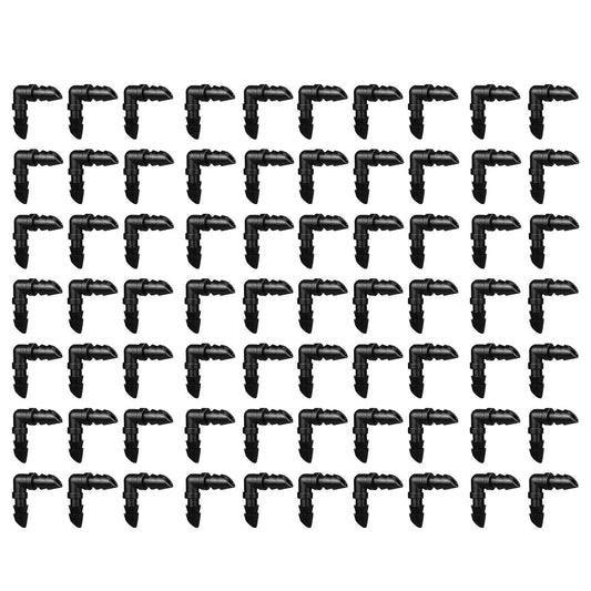 70x Drip Irrigation Barbed Elbow Fittings, Fits 1/4 Inch Drip Tubing