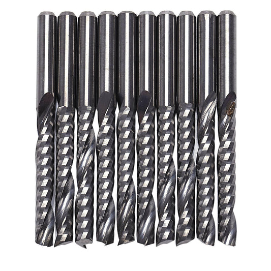 10pcs Cnc Router Bits 3.175 X 22mm Single Flute Spiral Carbide