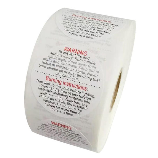 500pcs 3.8cm Warning Label Candle Jar Container Sticker Waterproof