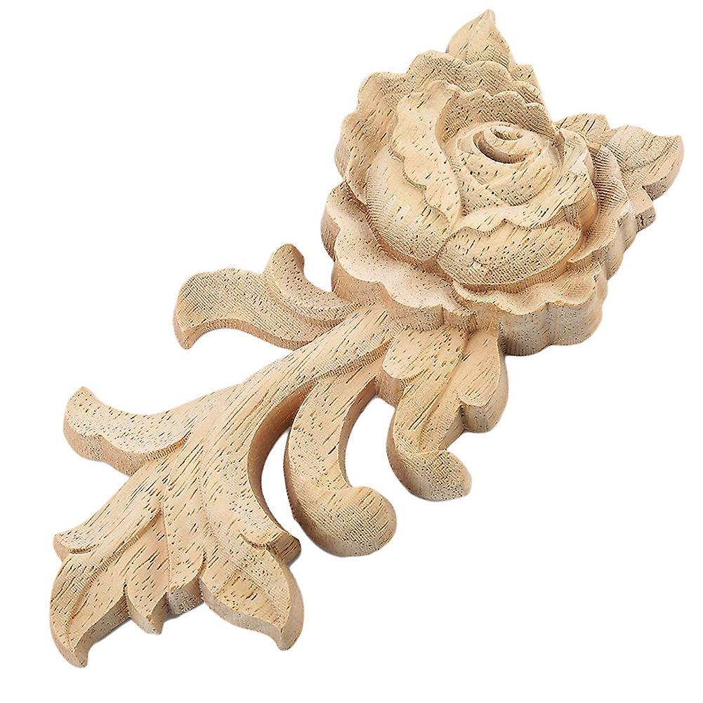 1pc 15*6.5cm Wood Carved Corner Onlay Applique Door Cabinet Rose