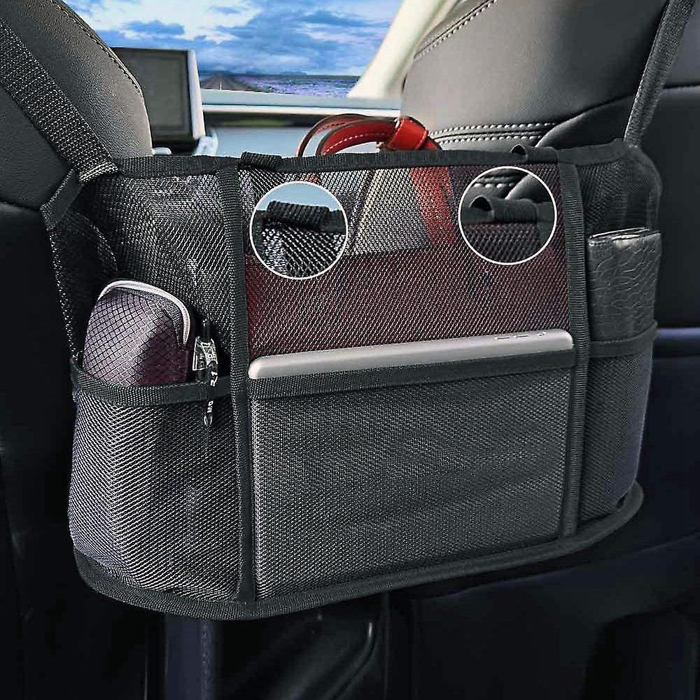 Extra Large Car Net Pocket Handbag Holder Between Seats - (black)