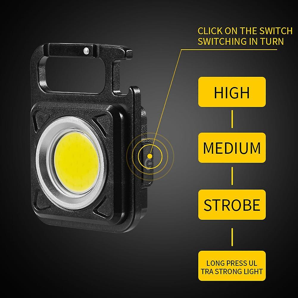 1 Pack Multifunctional Mini Cob Keychain Usb Charging Emergency Light