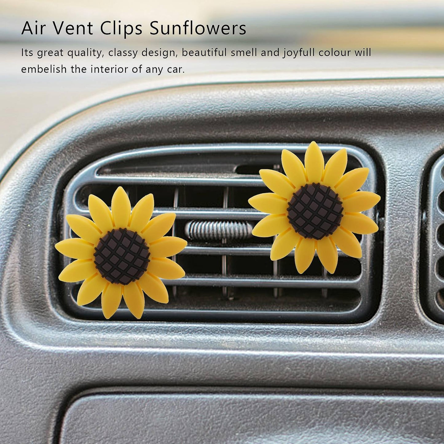 2 Pcs Sunflower Car Accesories Cute Car Air Freshener Air Vent Clips