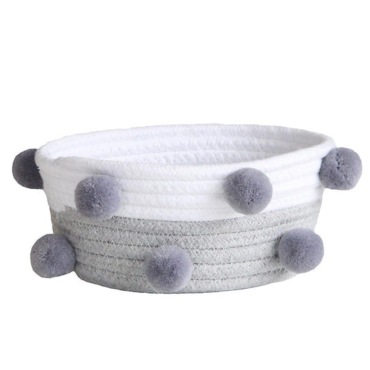 Sundries Storage Box Cotton Rope Woven Storage Baskets White and Grey