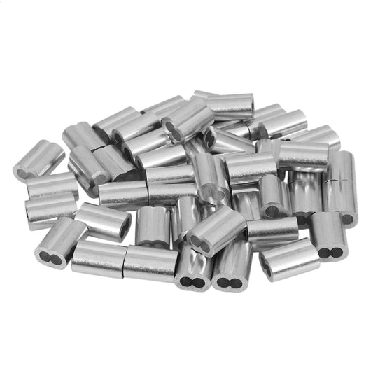 50pcs 15mm Aluminum Hourglass Ferrules Sleeve Crimp for 3mm Wire Rope