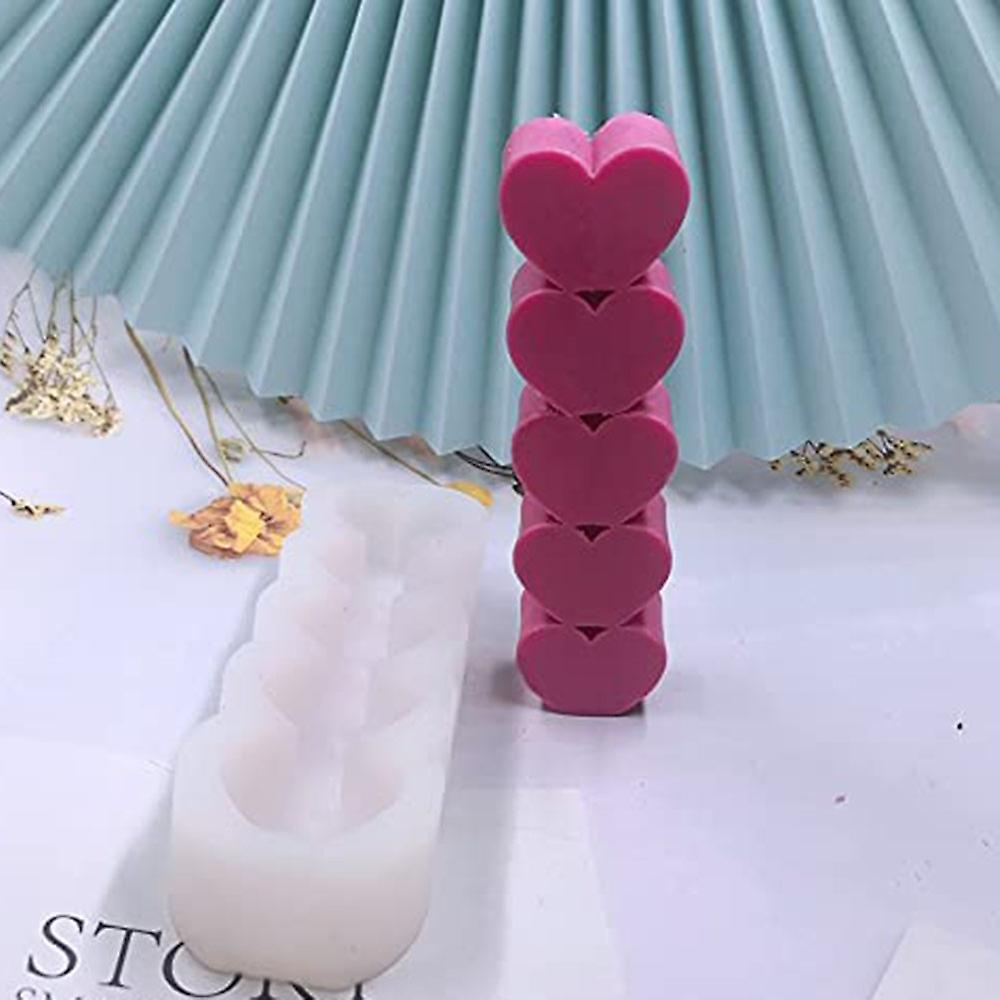Love Heart Shape Column Silicone Candle Molds,for Diy Art Resin Epoxy