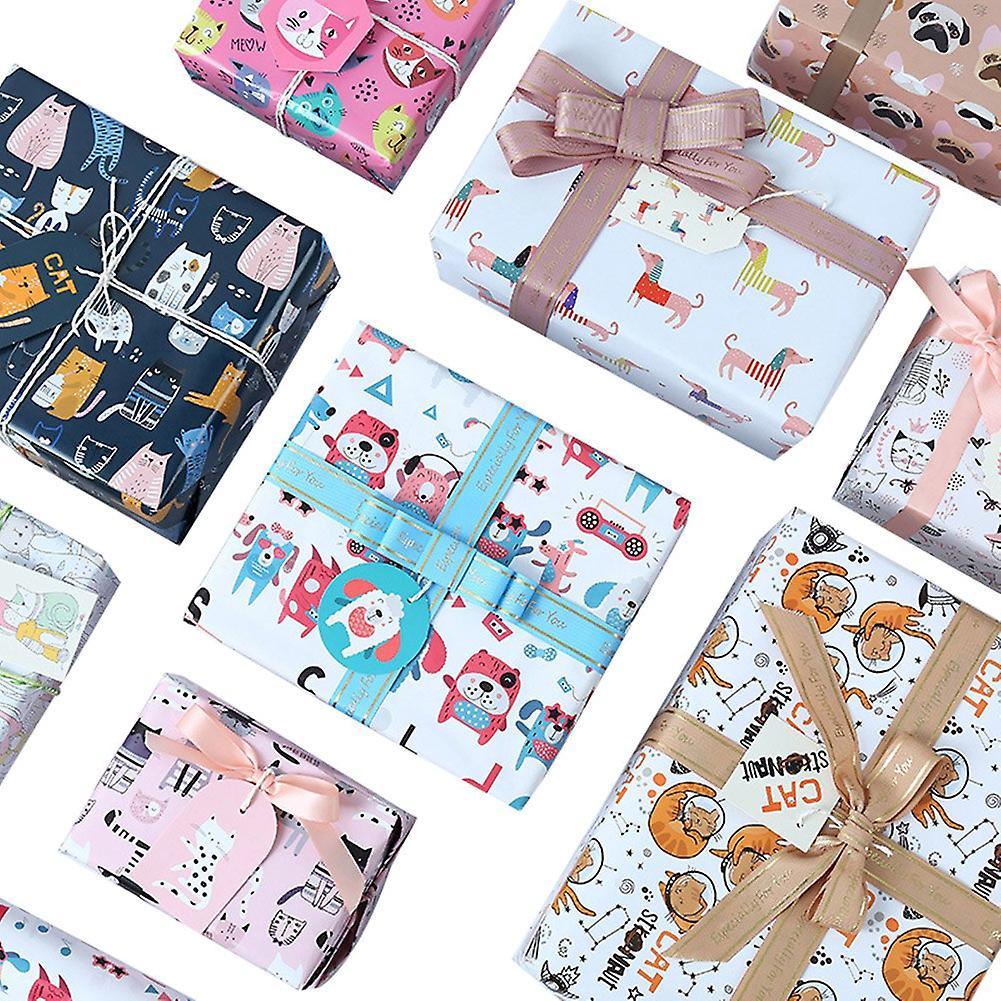 Pet Pattern Birthday Wrapping Paper Set Of 9,present Gift for Kids