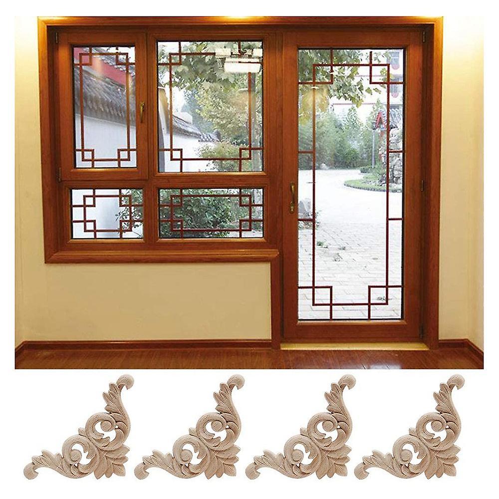 10 Pcs Wood Carving Decal Wood Carved Mouldings Corner Applique