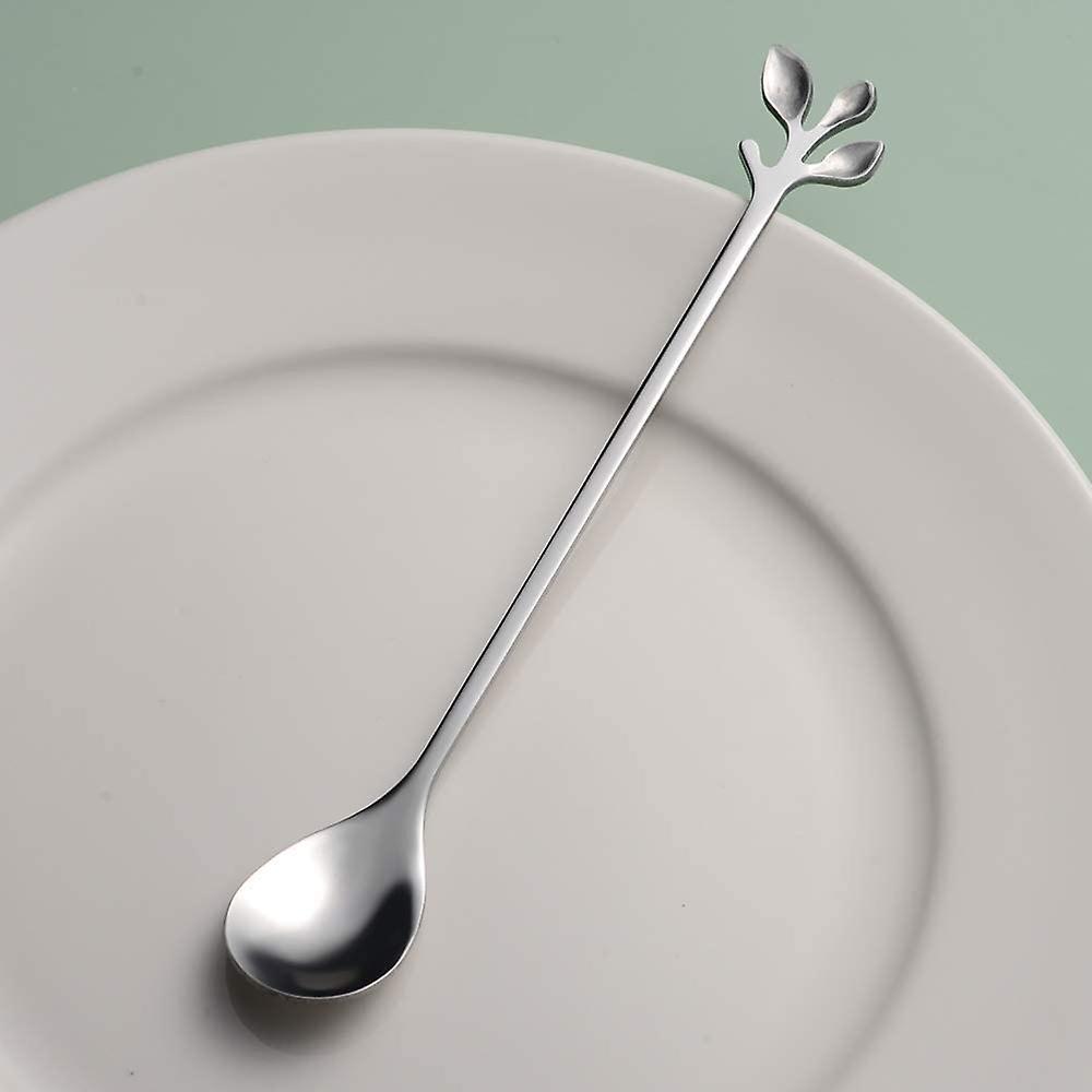 Stainless Steel Coffee Spoon Set,10 Pcs Silver Leaf Stirring Spoons