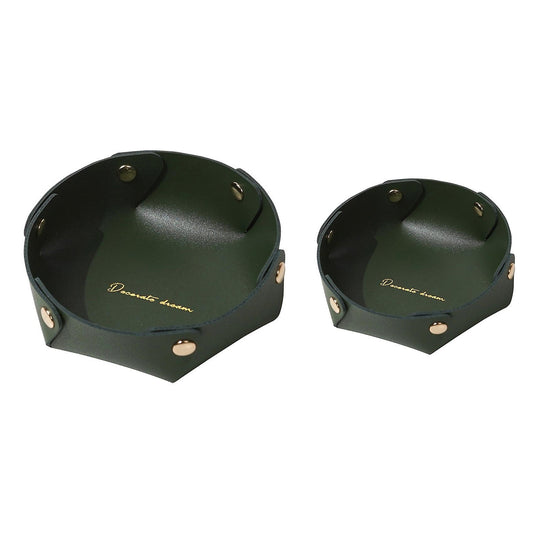 Leather Desktop Storage Box Porch Debris Storage Box Dark Green