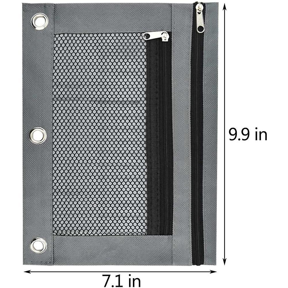 2pcs 3 Ring Binder Pencil Pouches 2 Pocket Pencil Pouches with Zipper