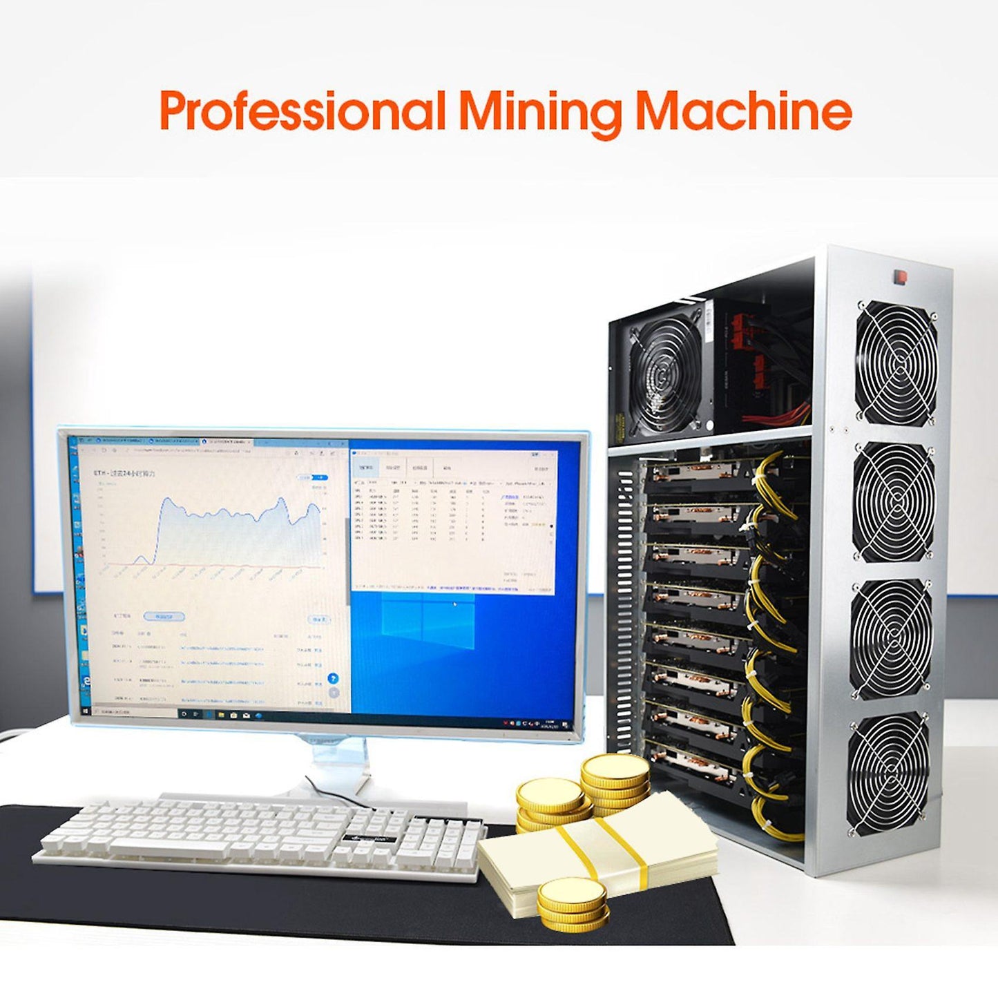 D37 Btc Miner Motherboard with Cpu+8x8pin Cable+128g Ssd+8gb Memory