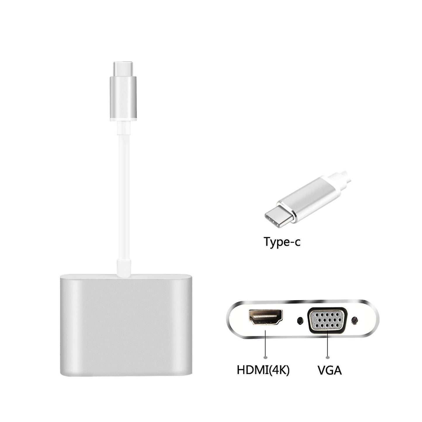Video Cable Type-c Adapter Dock Hub Usb-c to Hdmi 4k Vga Hd Converter