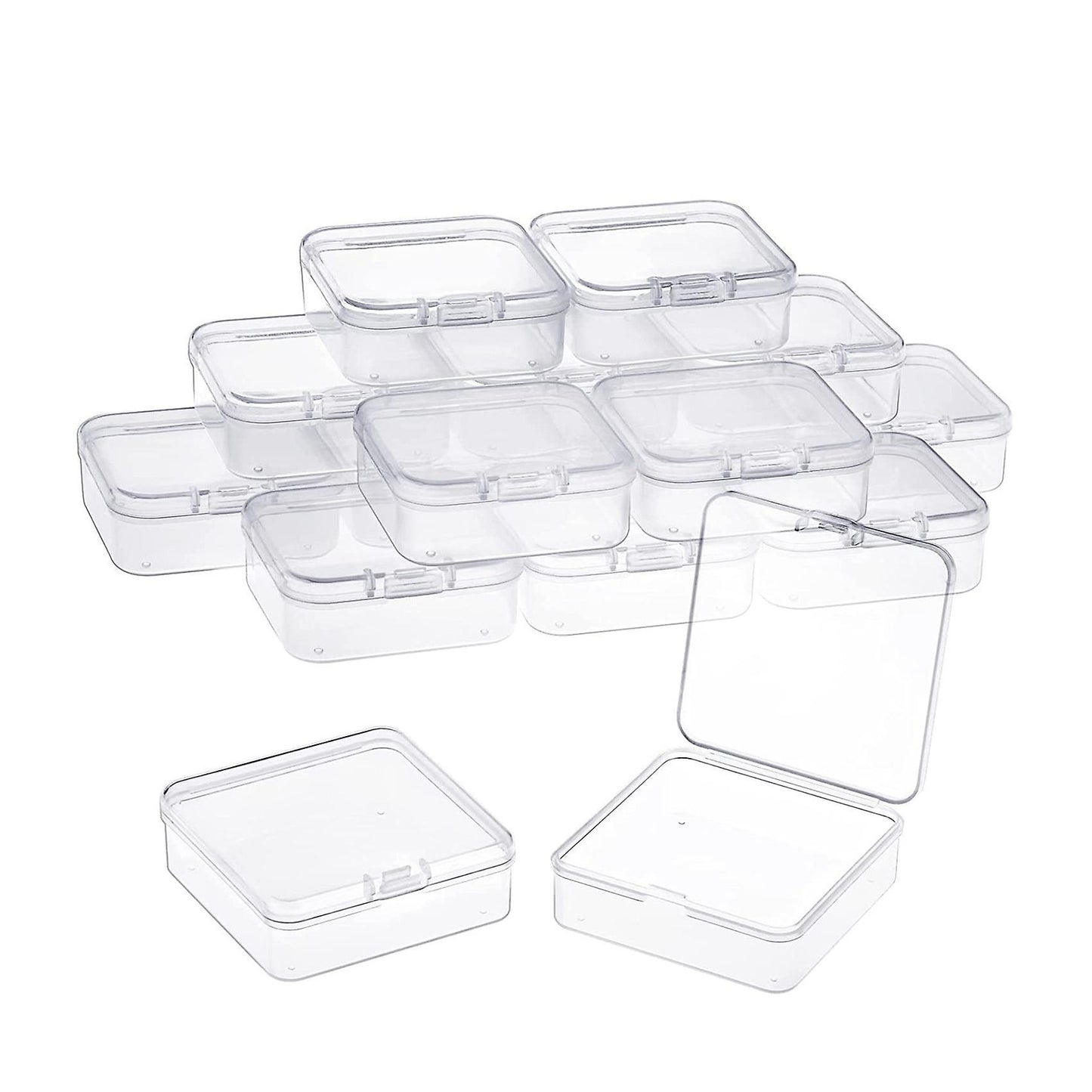 16 Pack Clear Plastic Beads Storage Containers Box with Hinged Lid