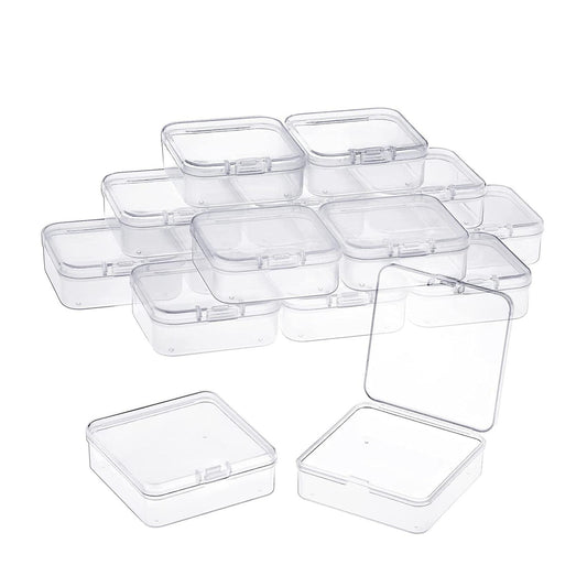 16 Pack Clear Plastic Beads Storage Containers Box with Hinged Lid