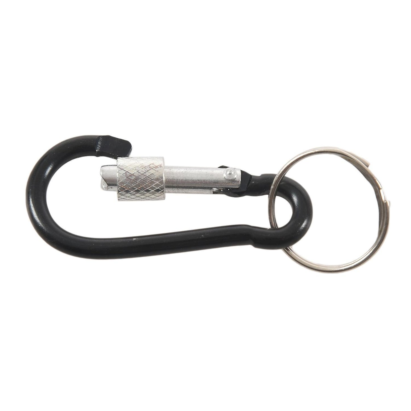 6 Cm Long Black Aluminum Alloy Screw Locking Split Ring Keyring Carabiner Hook