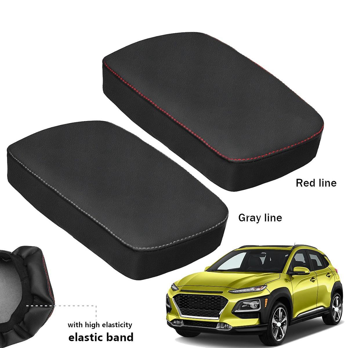 Car Pu Leather Central Armrest Box Cover Protection Gray Line