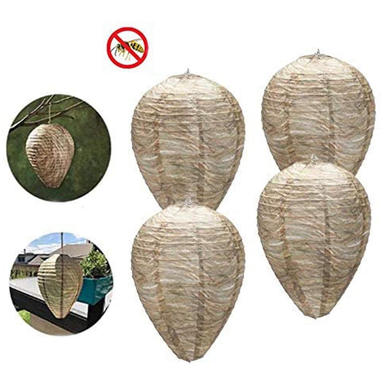 4pcs Decoy Hanging Fake Wasp Nest Paper Wasp Nest for Garden