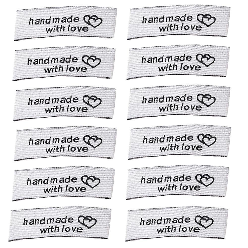 120pcs Cloth Labels Handmade Fold Tags Heart Pattern Hand Made Label