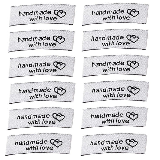 120pcs Cloth Labels Handmade Fold Tags Heart Pattern Hand Made Label