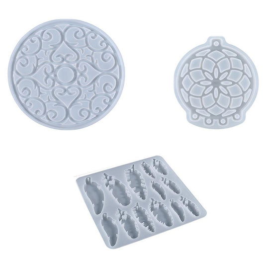 3pcs Diy Crystal Epoxy Mould Hanging Wall Decoration Silicone Mould A