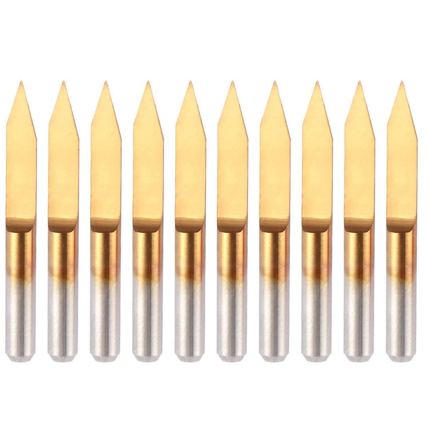 10pcs Tip Titanium Coated Flat Bottom Carbide Pcb Engraving Bits