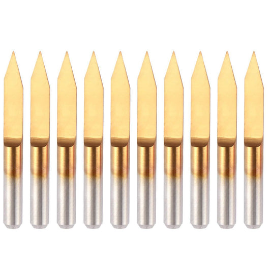 10pcs Tip Titanium Coated Flat Bottom Carbide Pcb Engraving Bits