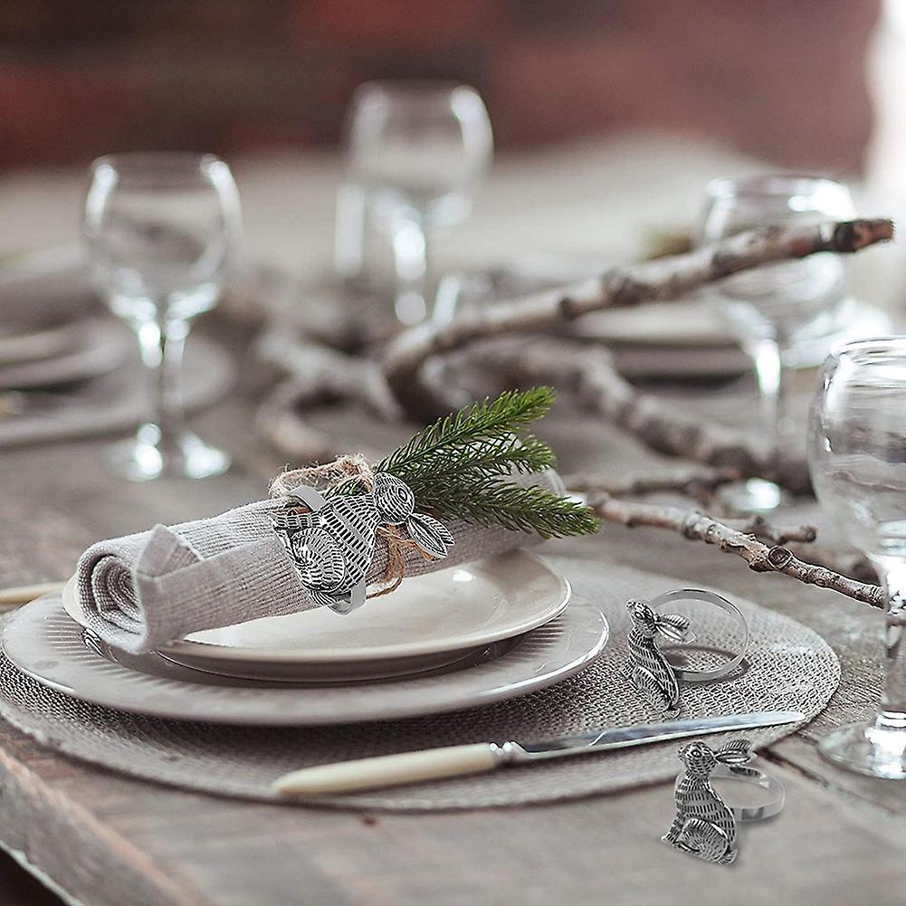 Easter Bunny Napkin Rings Rabbit Napkin Ring Holders Metal Set Of 6