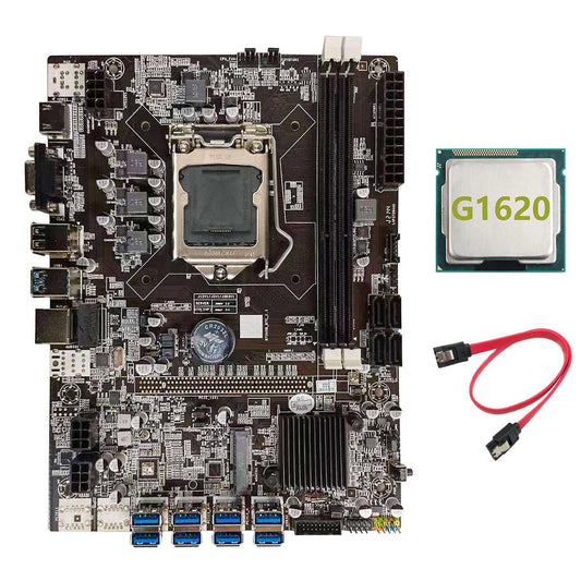 B75 Btc Mining Motherboard+g1620 Cpu+sata Cable Lga1155 8xpcie