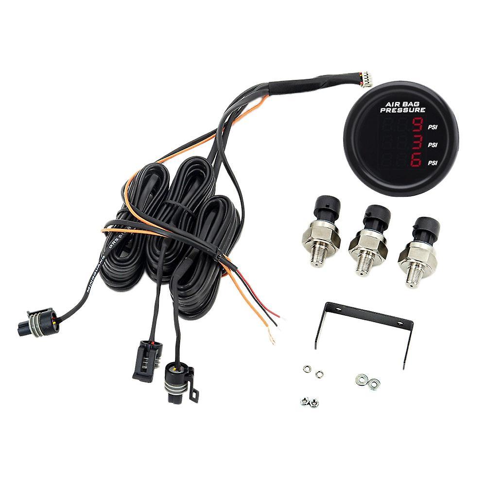 52mm Red Led Three Display Air Pressure Gauge Psi Air Suspension