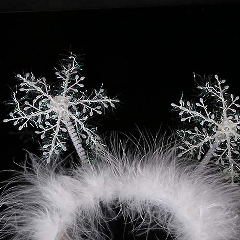 6pcs Christmas Ornaments Christmas Headdress Snowflake Headband White