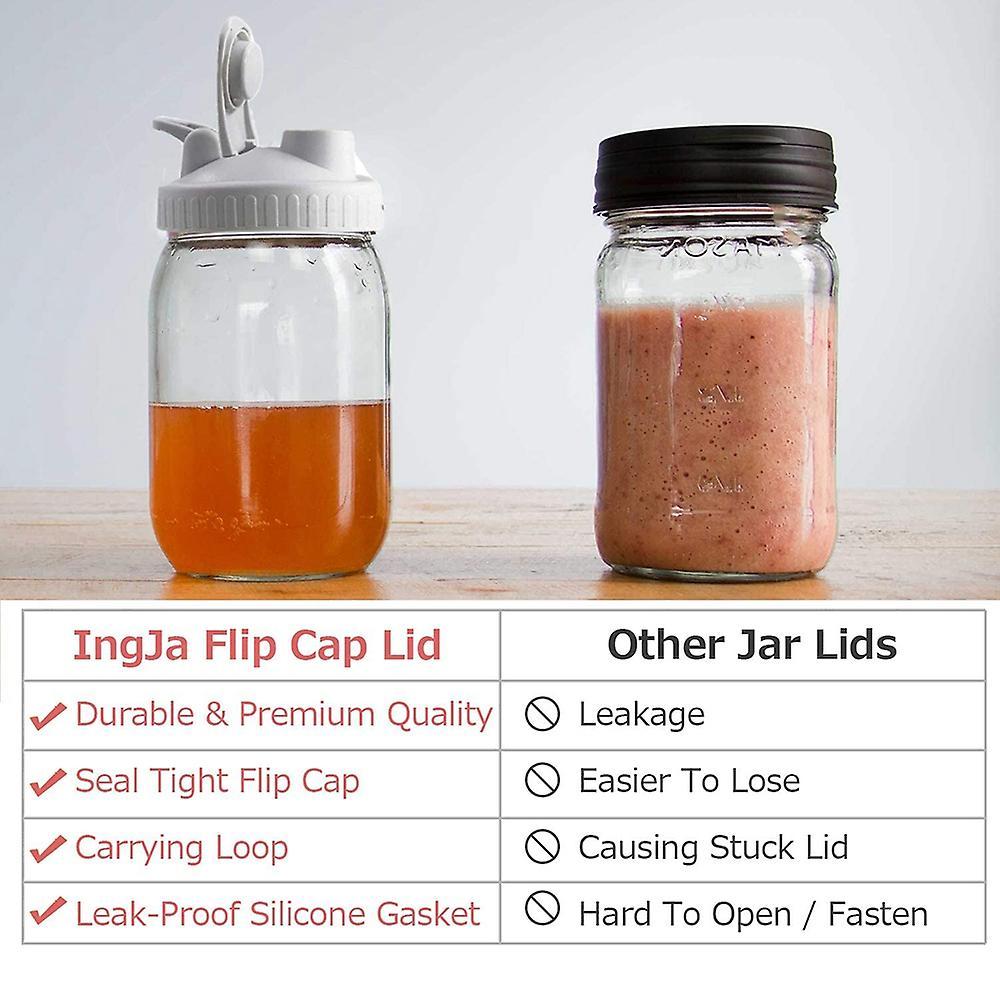 3 Pcs Leak-proof Flip-top Lid for Wide Mouth Mason Jar (without Jar )