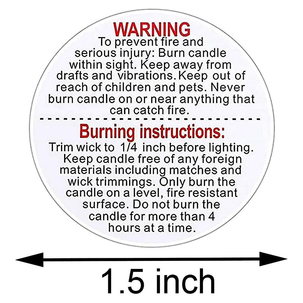1000 Pcs Candle Warning Labels 1.5 Inch Waterproof Candle Safety
