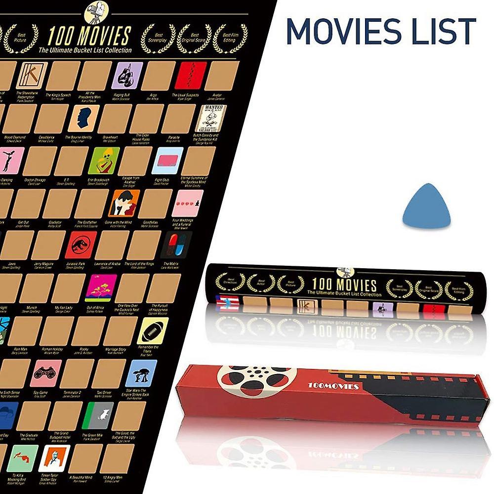 100 Movies Scratch Off Poster- Bucket List Poster Couple Gift