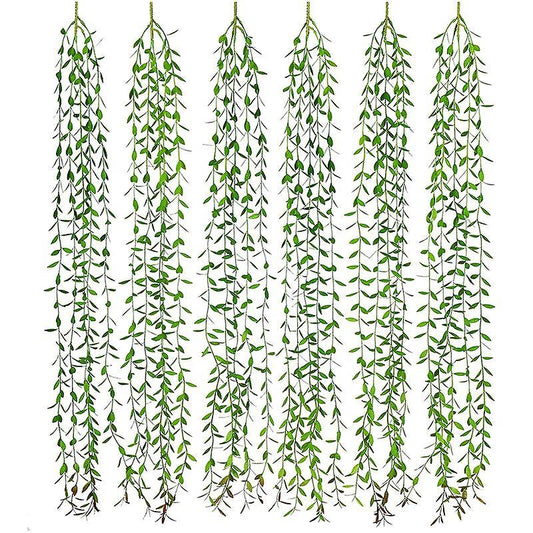 6 Pcs Artificial Vines Fake Greenery Garland Willow Leaves