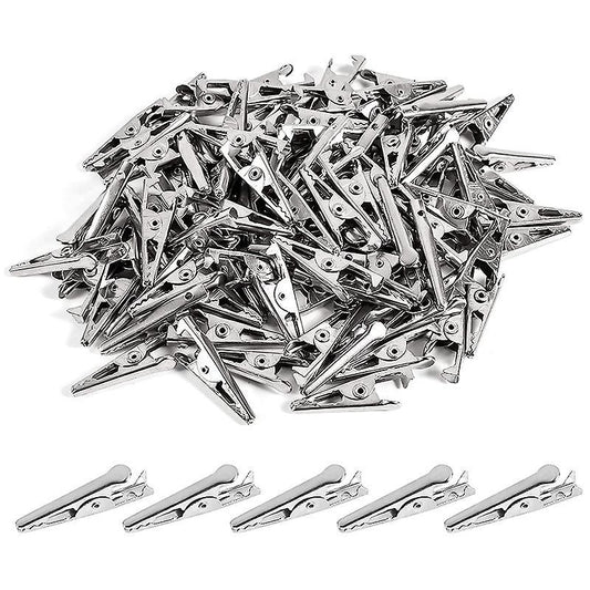 100pcs 1.06in / 27mm Mini Metal Alligator Clips, Crocodile Clamps