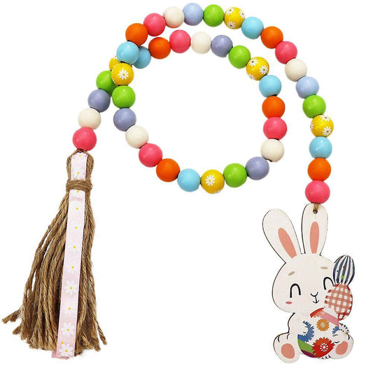 Easter Wood Bead Garland Decor - Tiered Tray Beads Home Decoration
