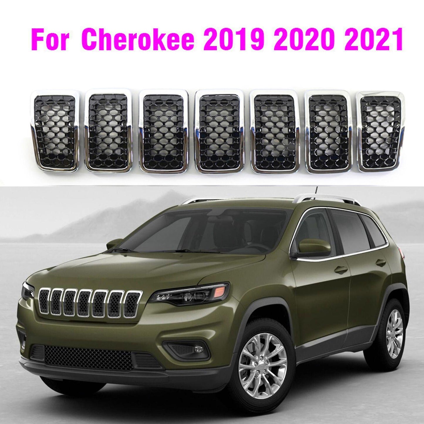 7pcs Front Radiator Grille Insert Kit Central Grille Mesh Grille