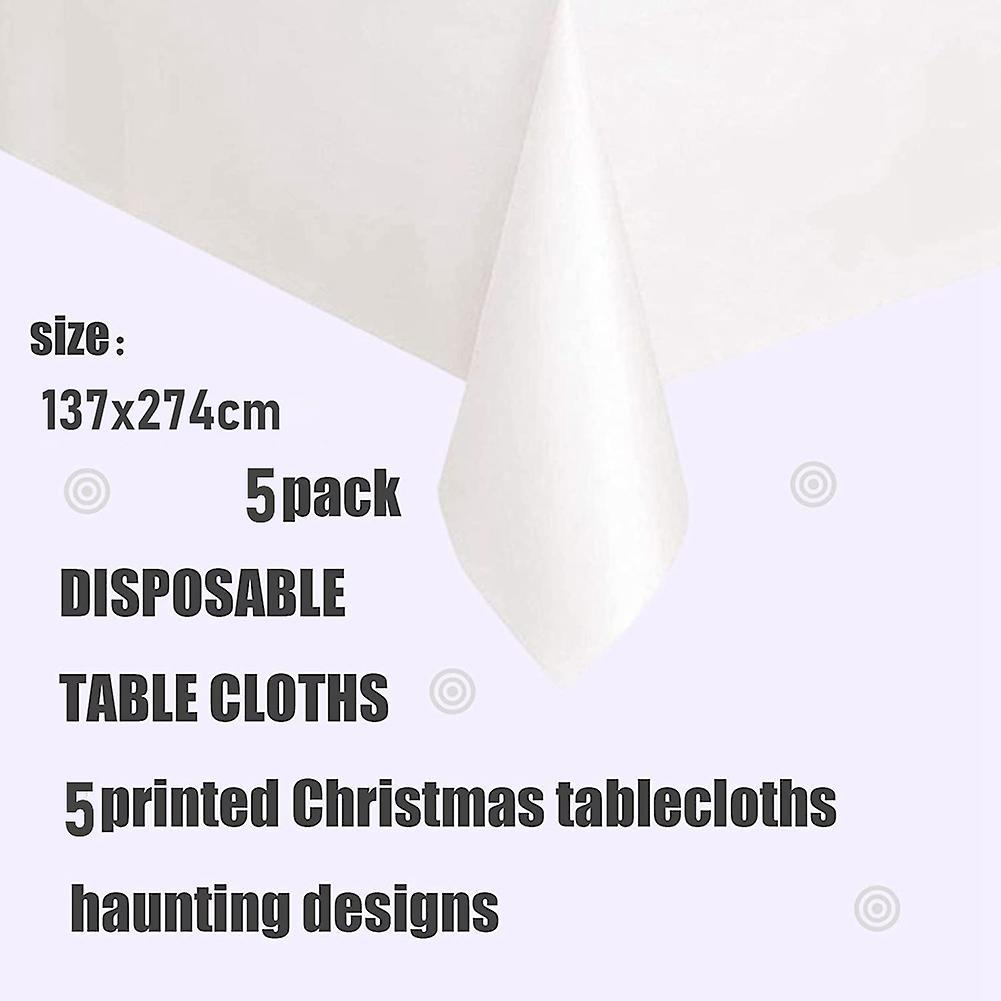 5pcs Disposable Tablecloth ,137x274cm for Picnic,baby Shower,white
