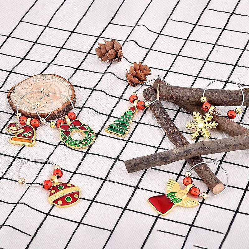 Set Of 6 Cocktail Markers Champagne Glasses Christmas Decorations