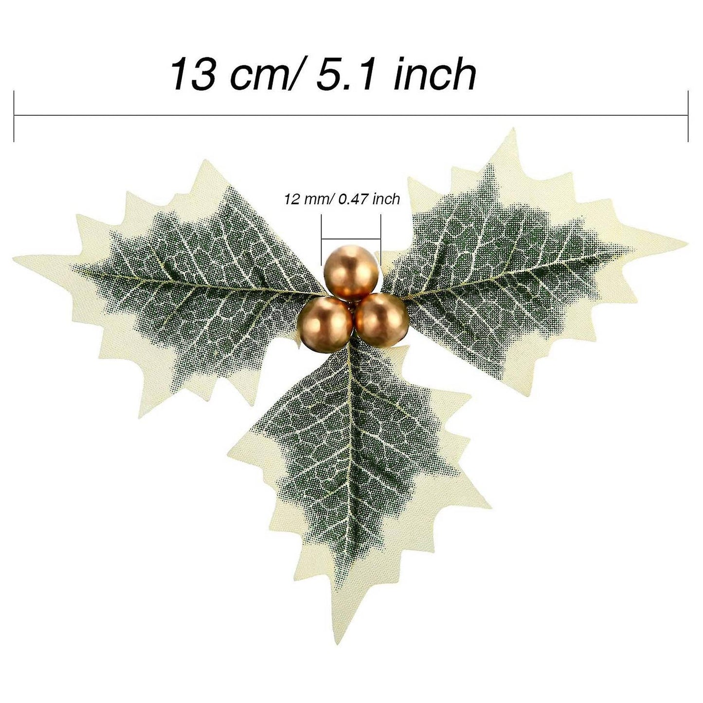 30 Pieces Artificial Holly Berry with Green Leaves for Wedding Party