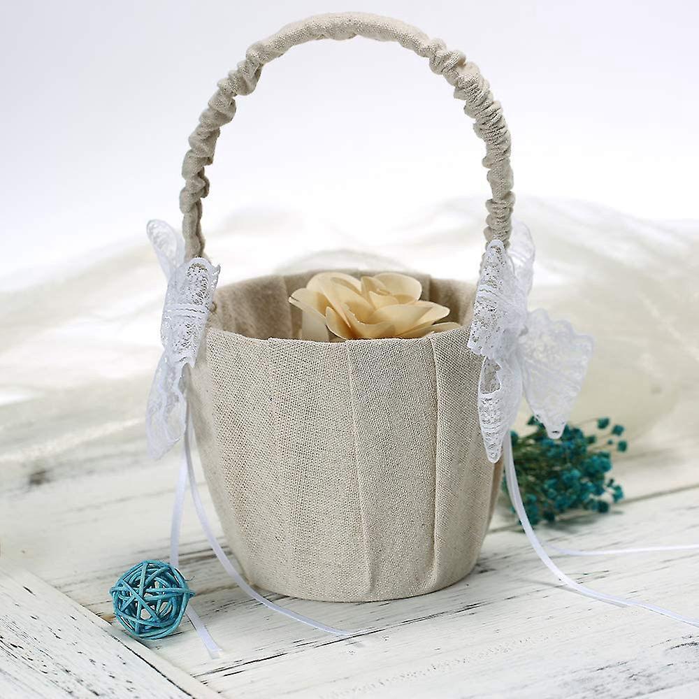 Bridal Flower Girl Flower Basket Fabric Flower Basket