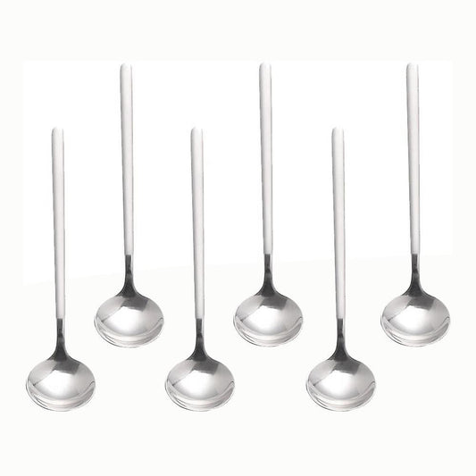 Stainless Steel 6pcs Espresso Spoons for Sugar Antipasto (silver)