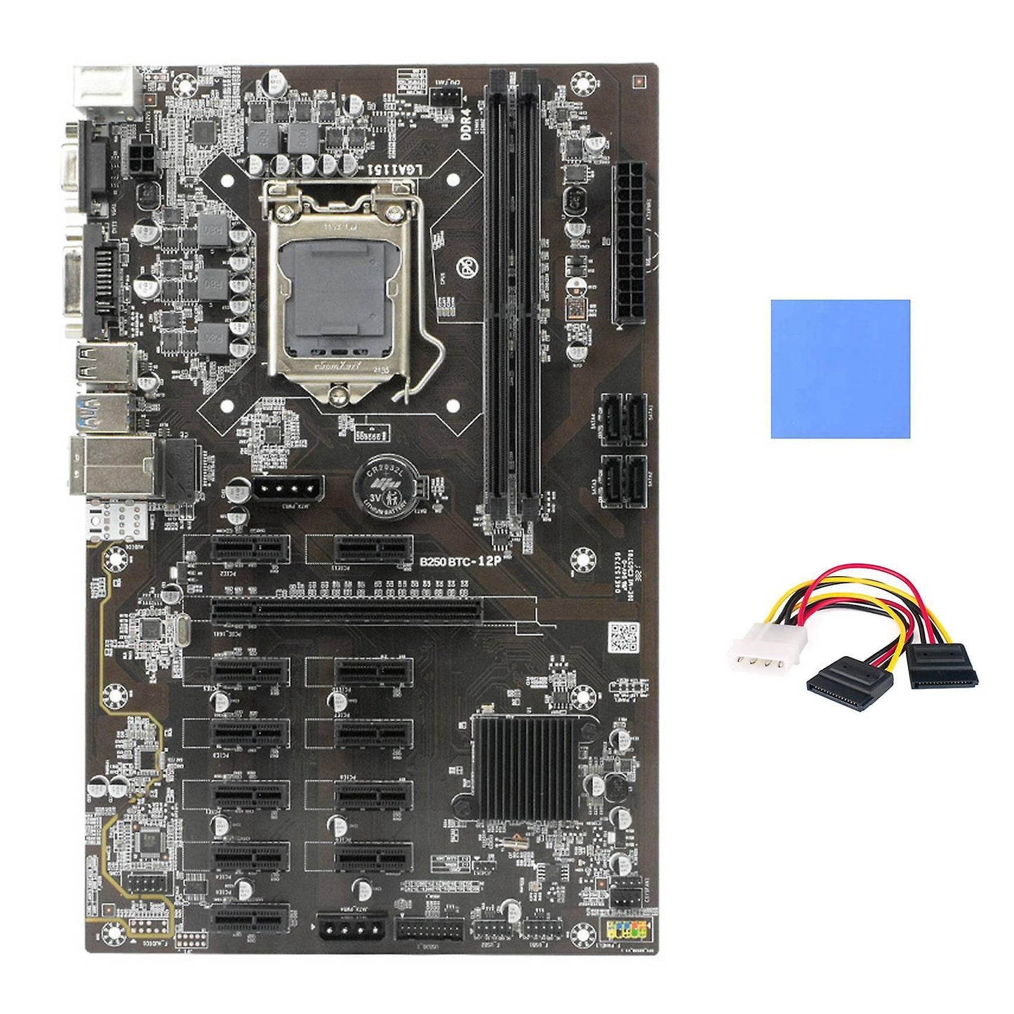 B250 Btc Mining Motherboard with Thermal Pad+cable for Btc Miner